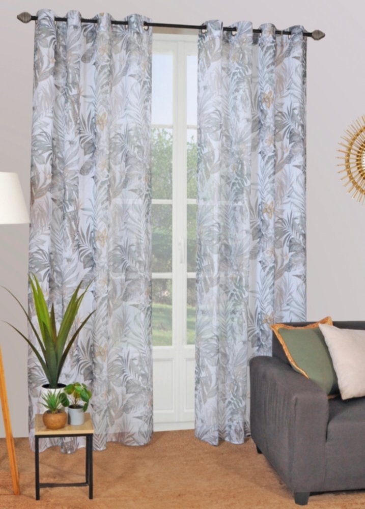 Voilage œillets métal Jungle 140x240cm Kaki