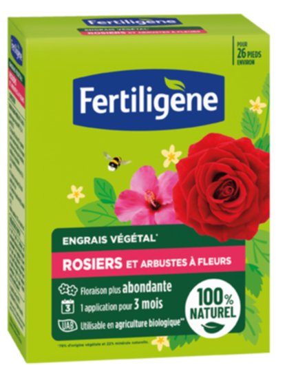Engrais Végétal pour Rosiers et Arbustes à Fleurs UAB 650g - FERTILIGENE