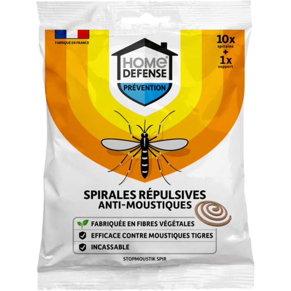 10 Spirales répulsives anti-moustiques + support - HOME DEFENSE