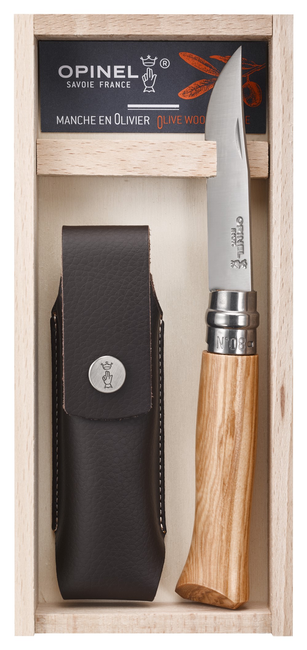 Couteau OPINEL N°8 Manche en Olivier + étui