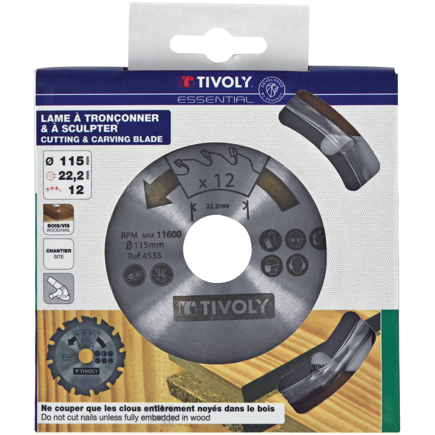 Disque à tronçonner pour bois Ø115 mm- TIVOLY
