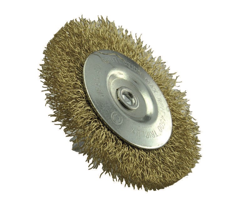 Brosse circulaire fil acier laitonné ondulé 