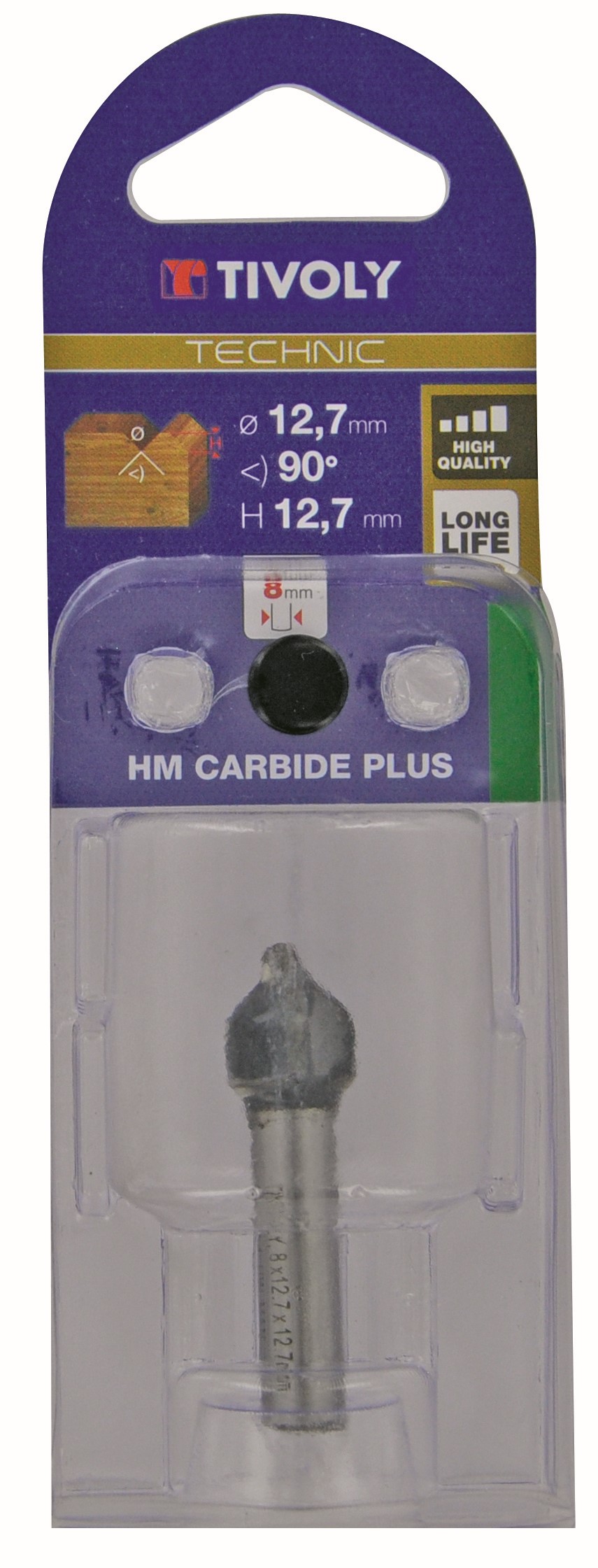 Fraise à rainurer en v ø 12.7mm queue 8mm