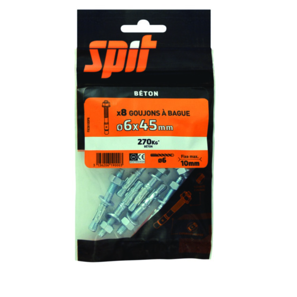 8 goujons à bague 3 Ø6x45mm - SPIT