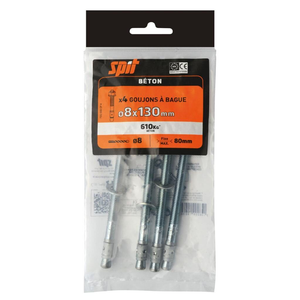 4 goujons à bague 3 Ø8x130mm - SPIT