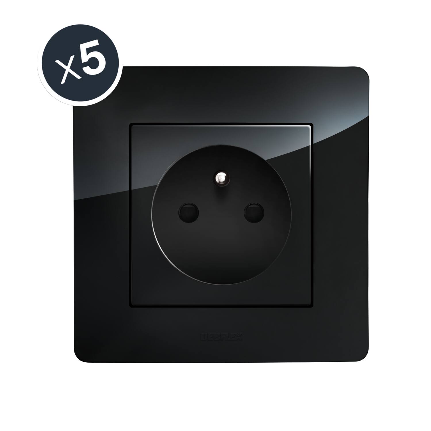 5 prises 2P+T Nora noir - DEBFLEX
