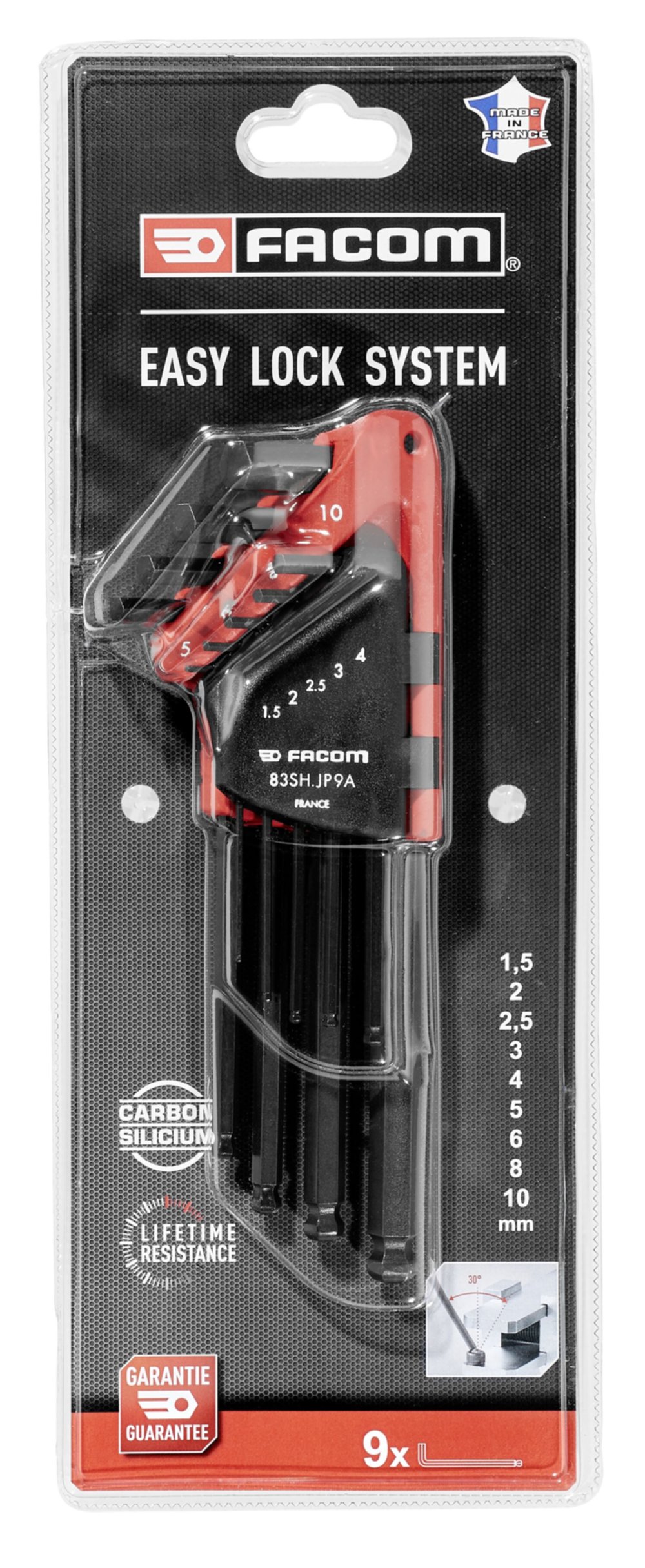 Jeu 9 clés males Facom longues tetes spheriques 1.5 à 10