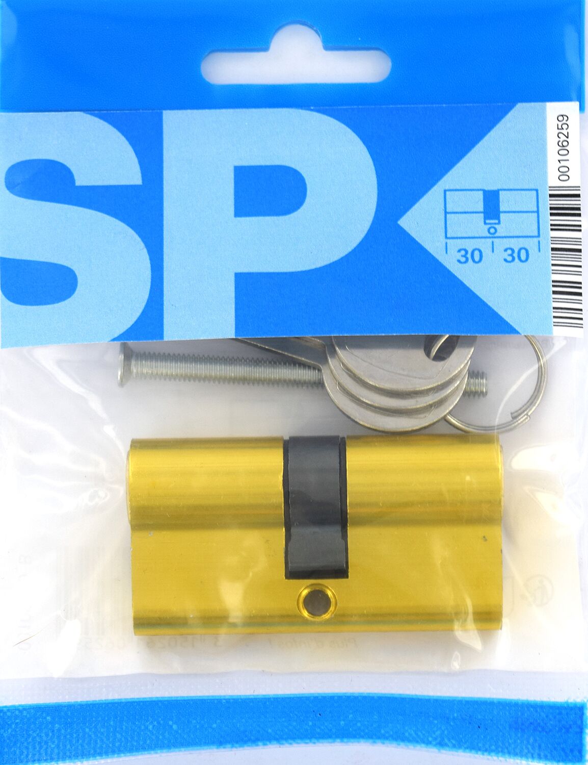 Cylindre de serrure profile doré 30 x 3 mm 3 clés - THIRARD