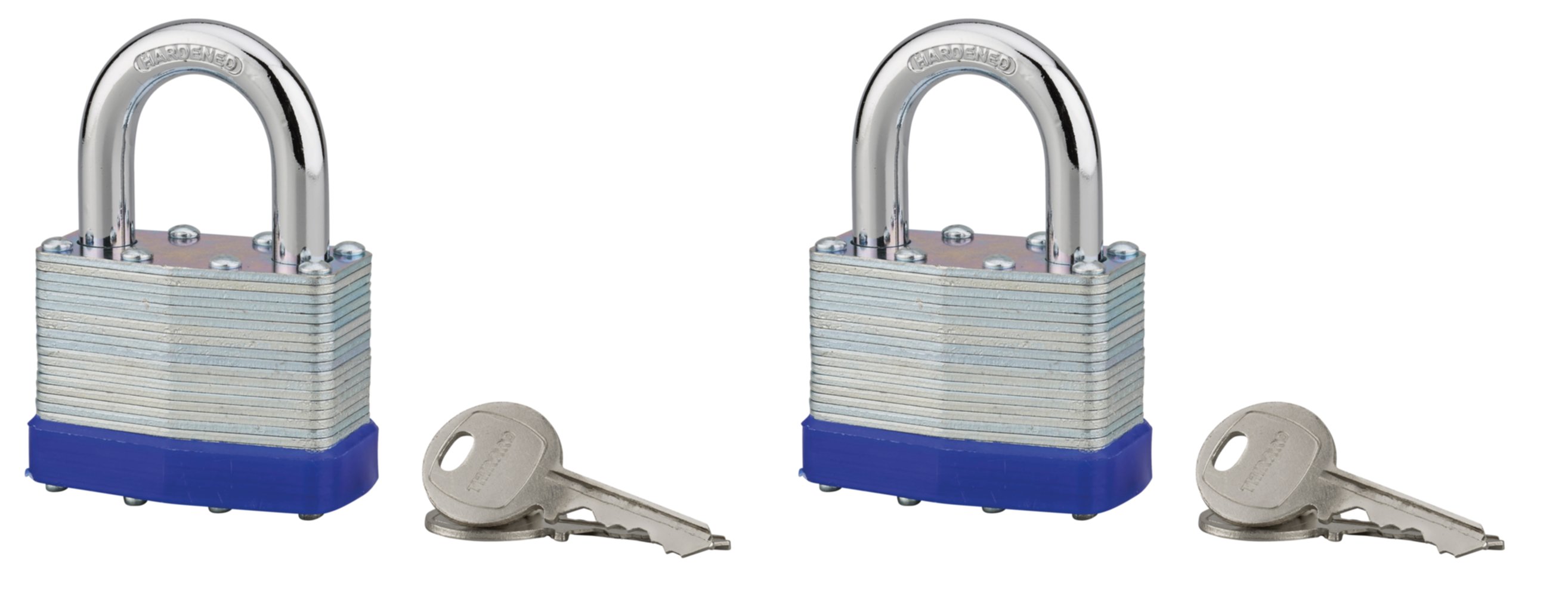 Set 2 cadenas + 4 clés auto lamelles zingué 50 mm - THIRARD