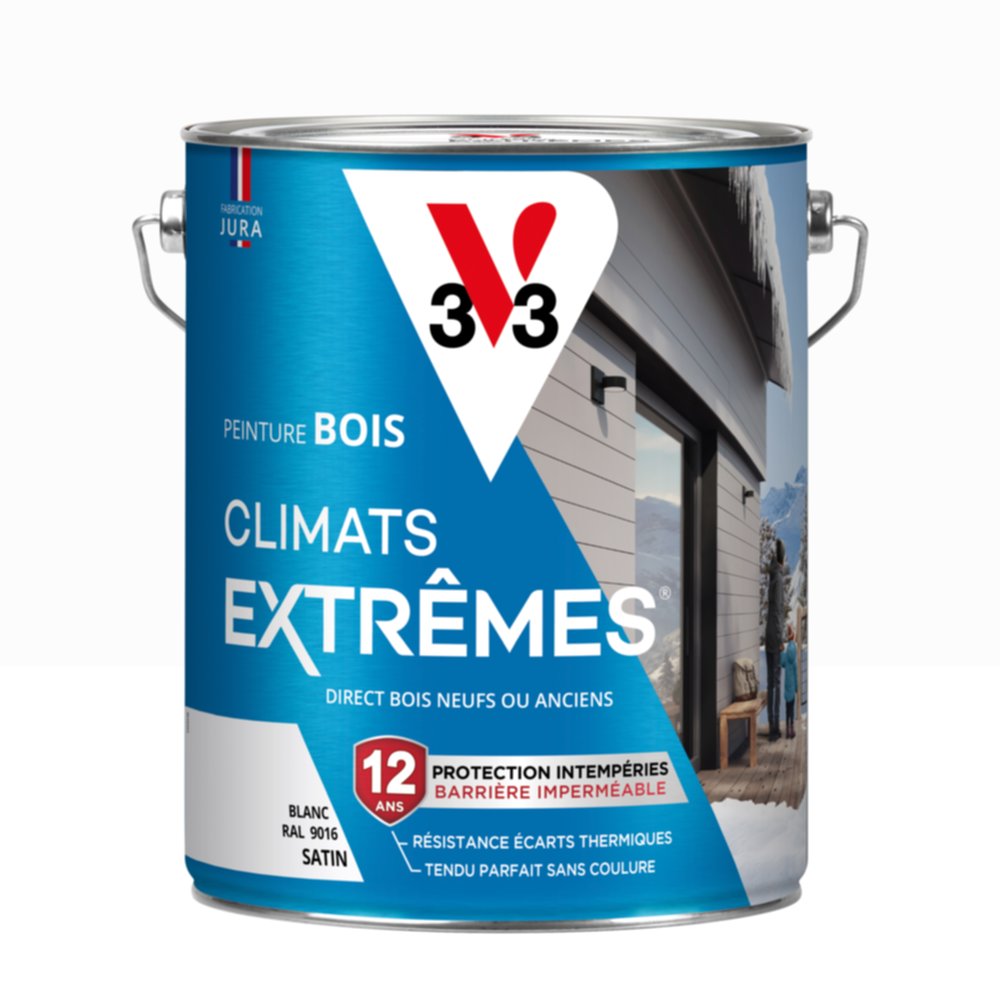 Peinture bois climat extrême satin blanc 5l