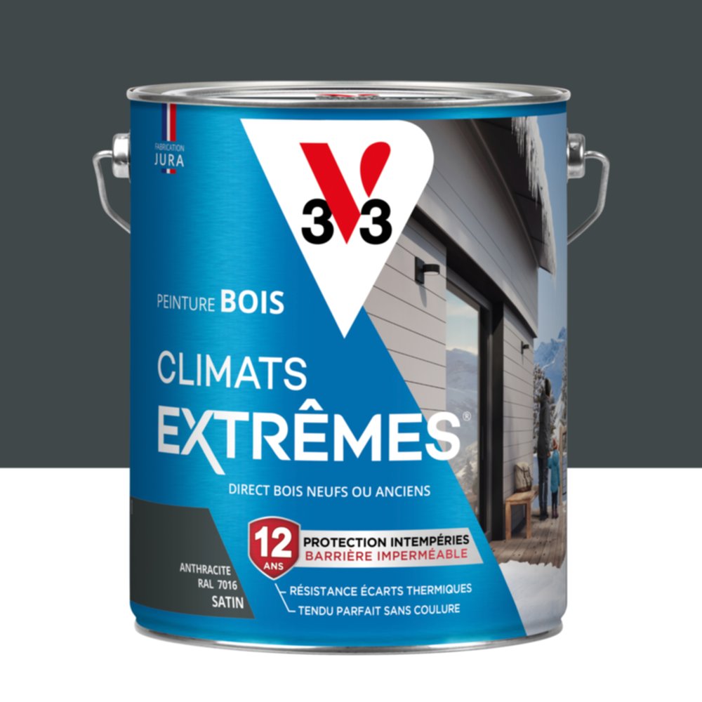 Peinture bois climat extrême satin anthracite 5l