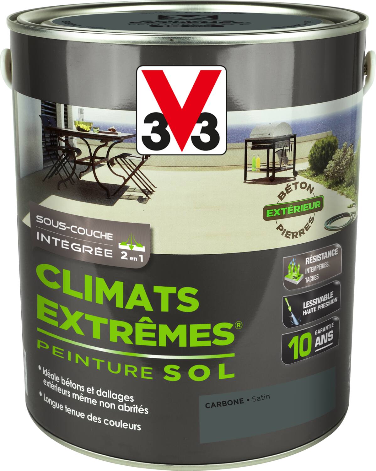 Peinture Sols Extérieurs Climats Extrêmes Satin Carbone 2.5 L - V33