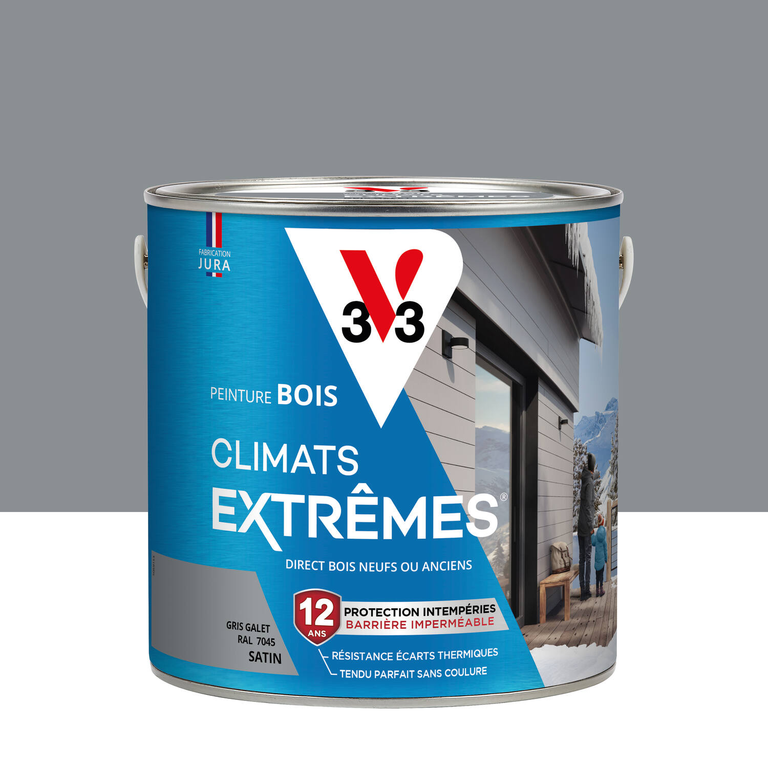Peinture Bois Climats Extrêmes Satin Gris Galet 2 L