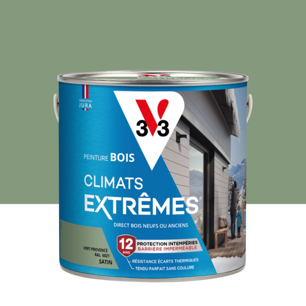 Peinture Bois Climats Extrêmes Vert Provence Satin 2L - V33