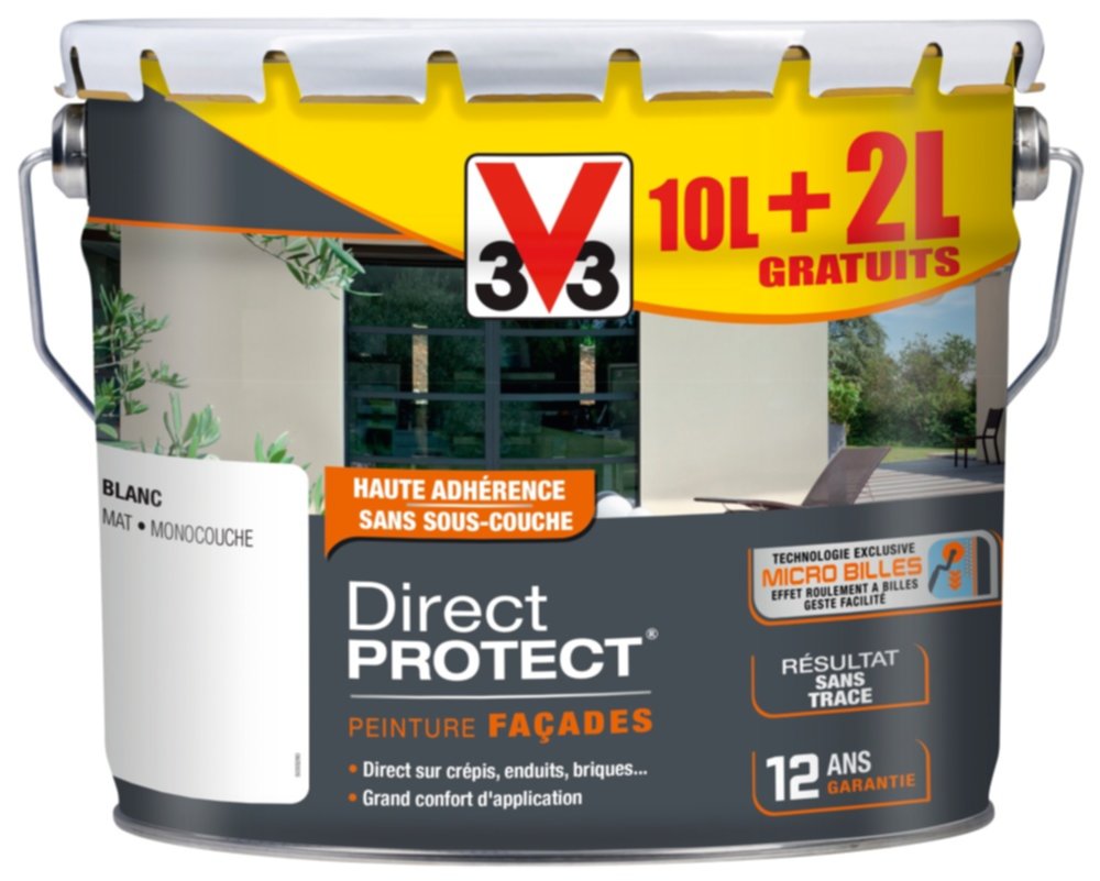 Peinture Façade Direct Protect Blanc Mat 10 L+20% - V33