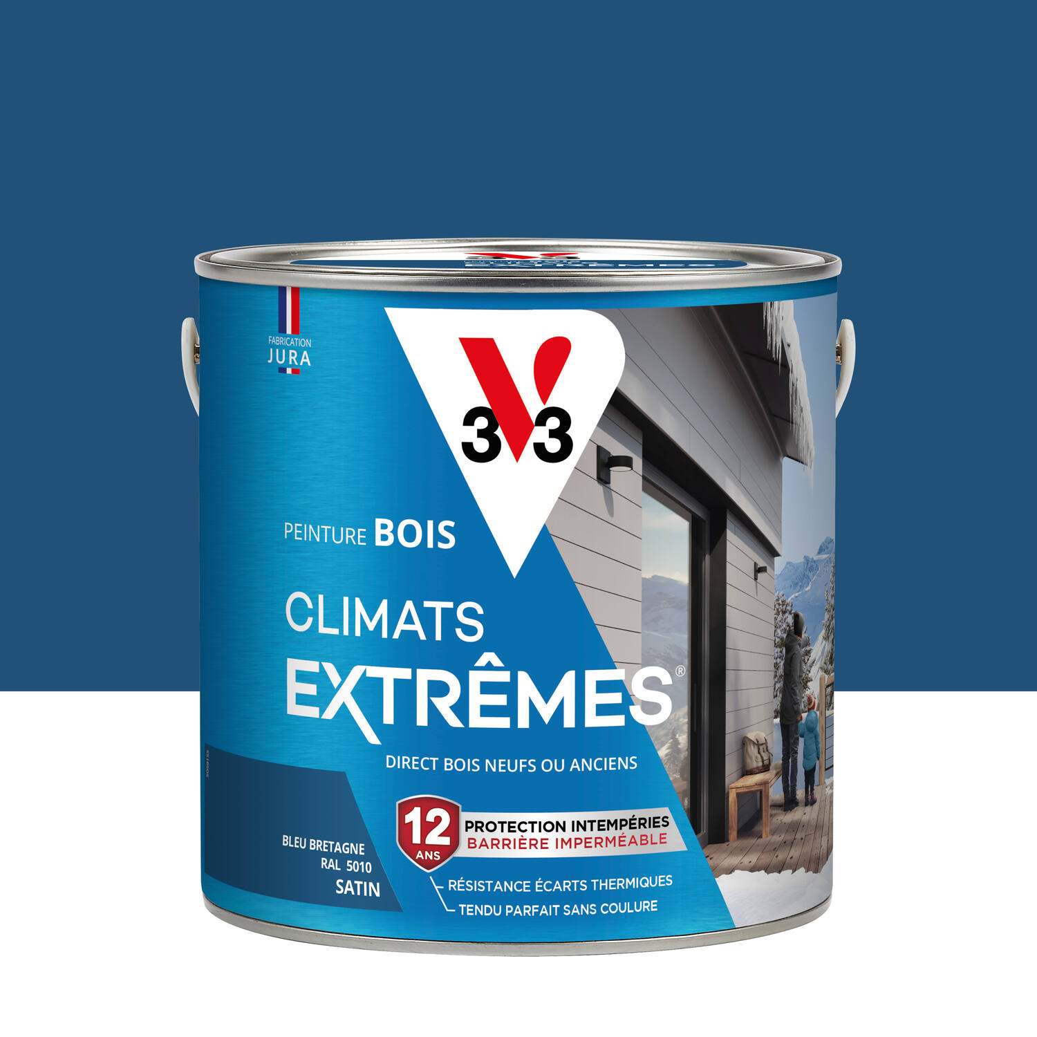 Peinture Bois Climats Extrêmes Satin Bleu Bretagne 2 L