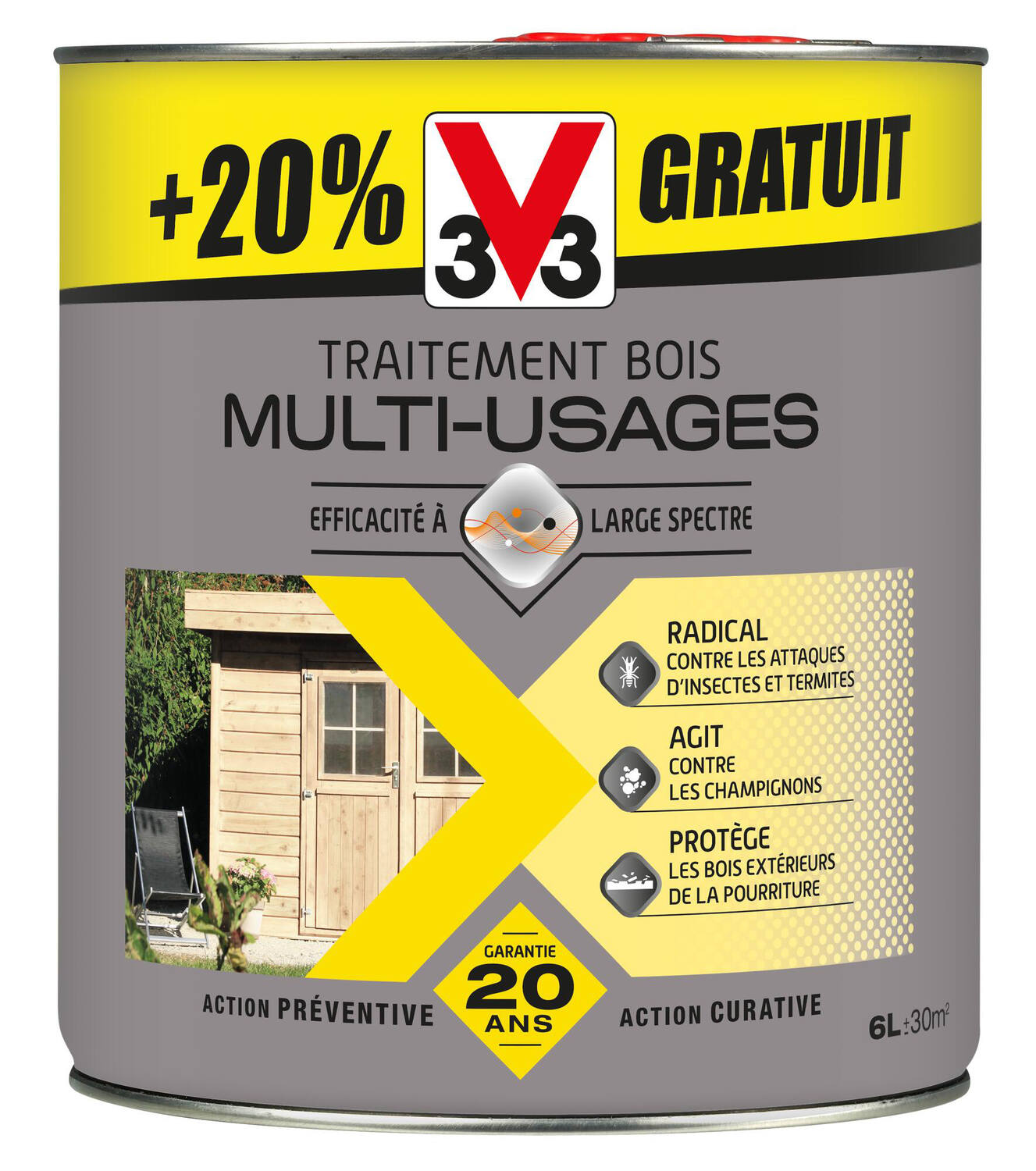 Traitement bois multiusage 5L+20% Gratuit - V33