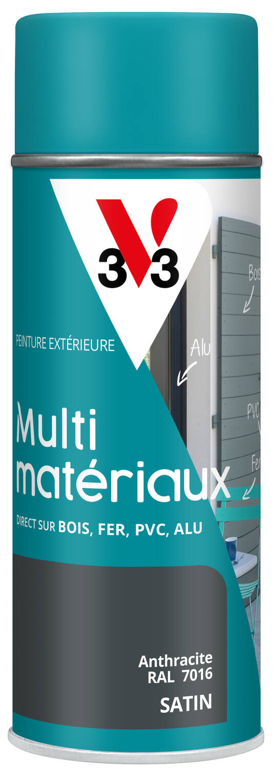 Bombe de peinture multi-matériaux anthracite satin 400ml