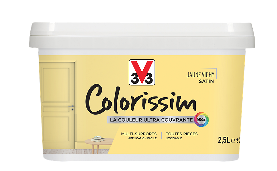 Peinture multisupport Colorissim jaune vichy satin 2,5L - V33
