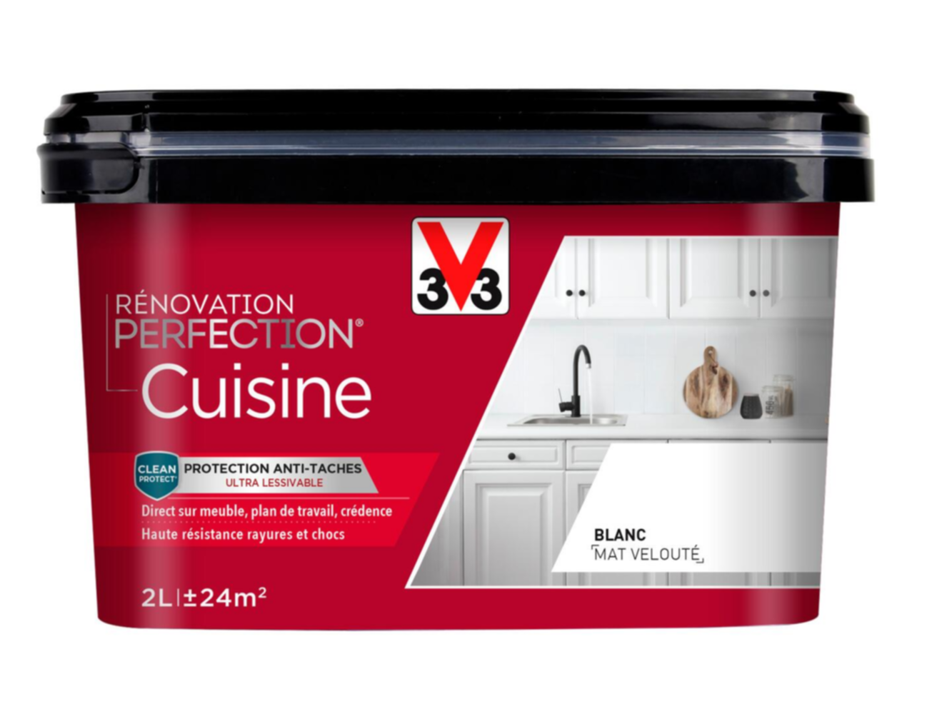 Peinture rénovation cuisine Perfection blanc mat 2L - V33