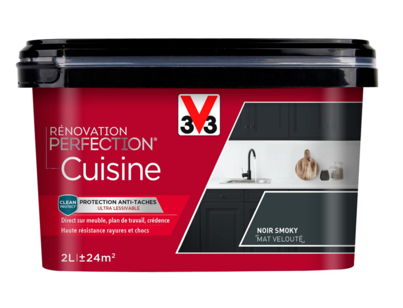 Peinture rénovation cuisine Perfection noir smoking mat 2L - V33