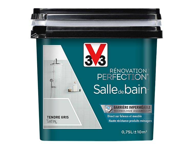 Peinture rénovation salle de bain tendre gris satin 0,75l - V33