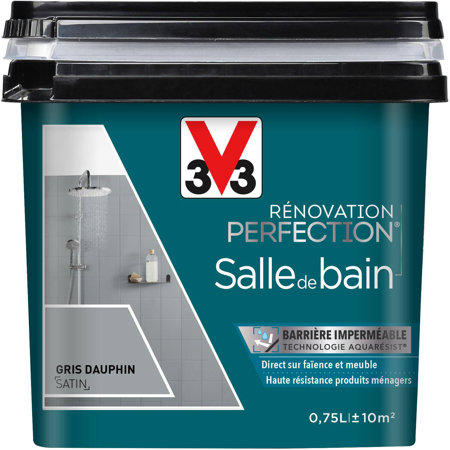 Peinture rénovation salle de bain gris dauphin satin 0,75l - V33