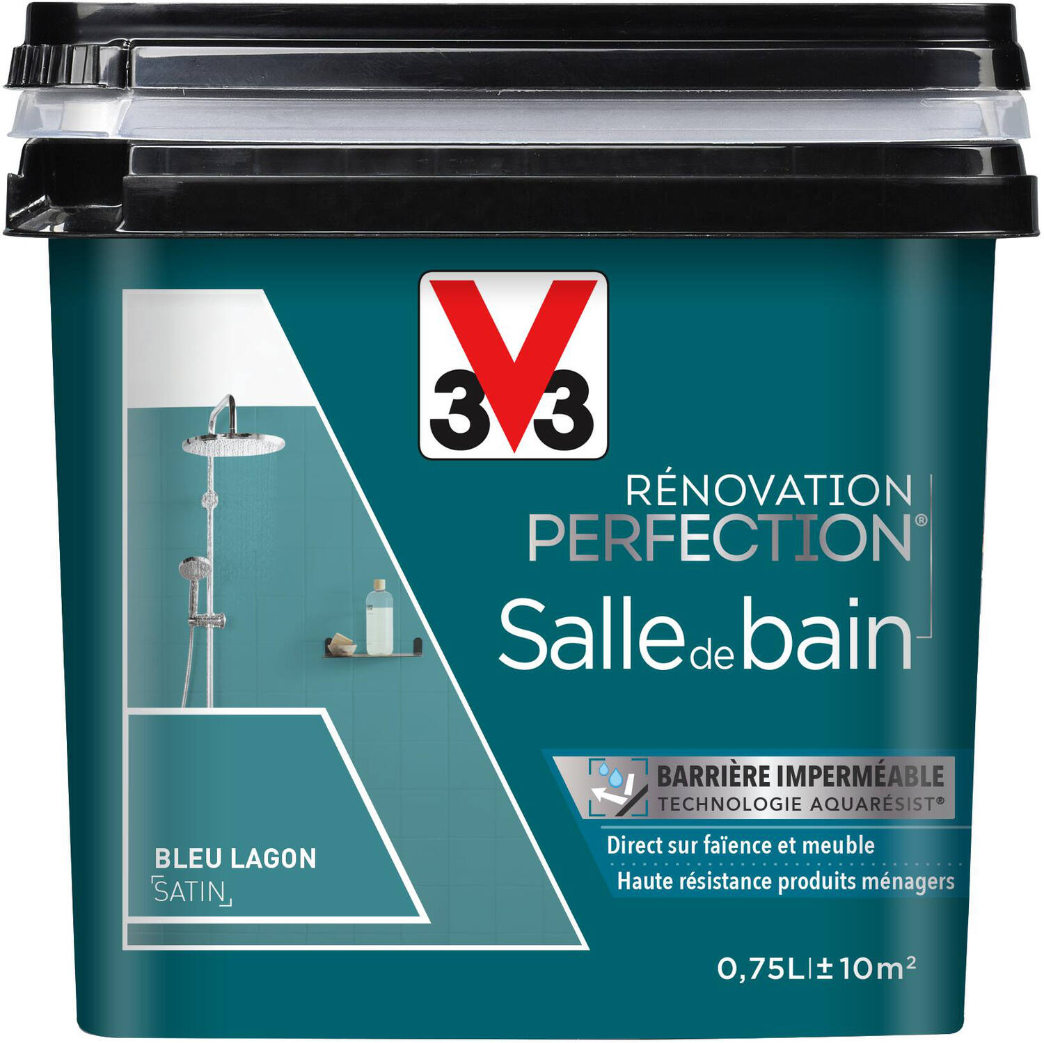 Peinture rénovation salle de bain bleu lagon satin 0,75l - V33