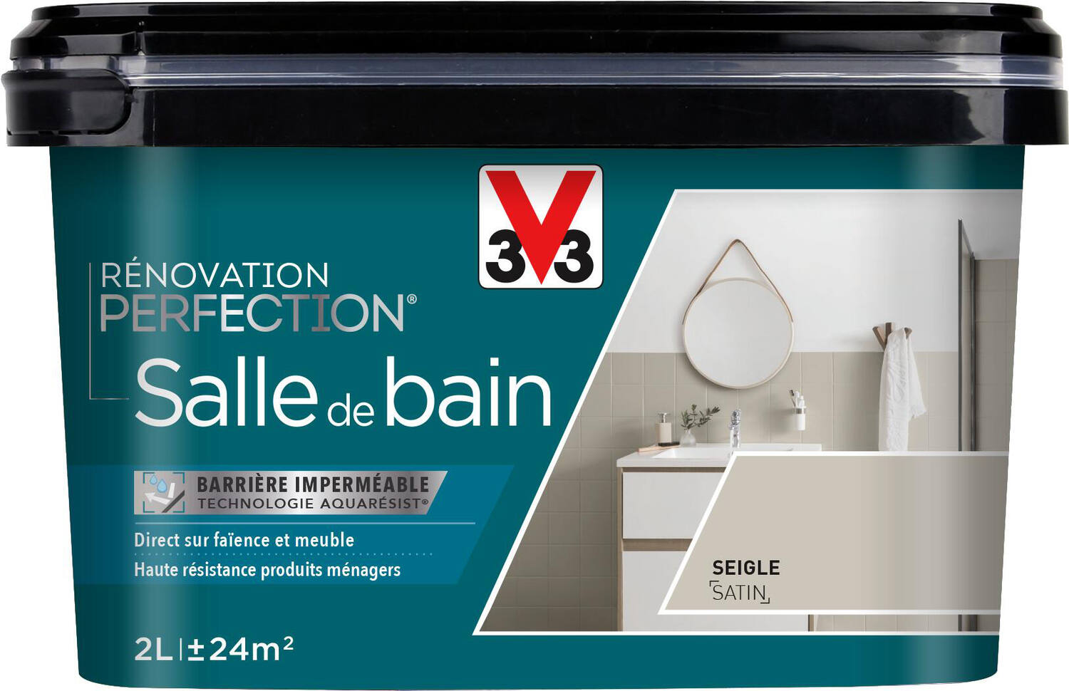 Peinture rénovation salle de bain Perfection seigle satin 2L - V33