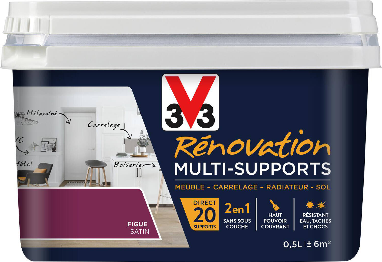 Peinture Rénovation Multisupport figue satin 0,5L - V33