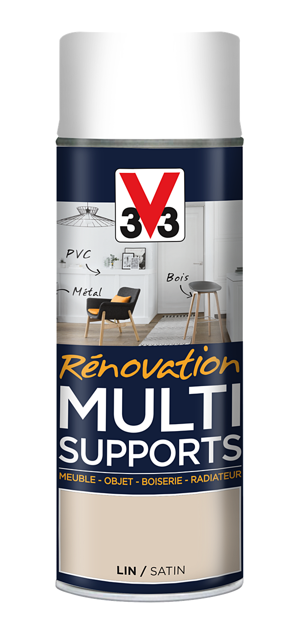 Peinture Rénovation Multisupport lin satin aérosol 400ml - V33