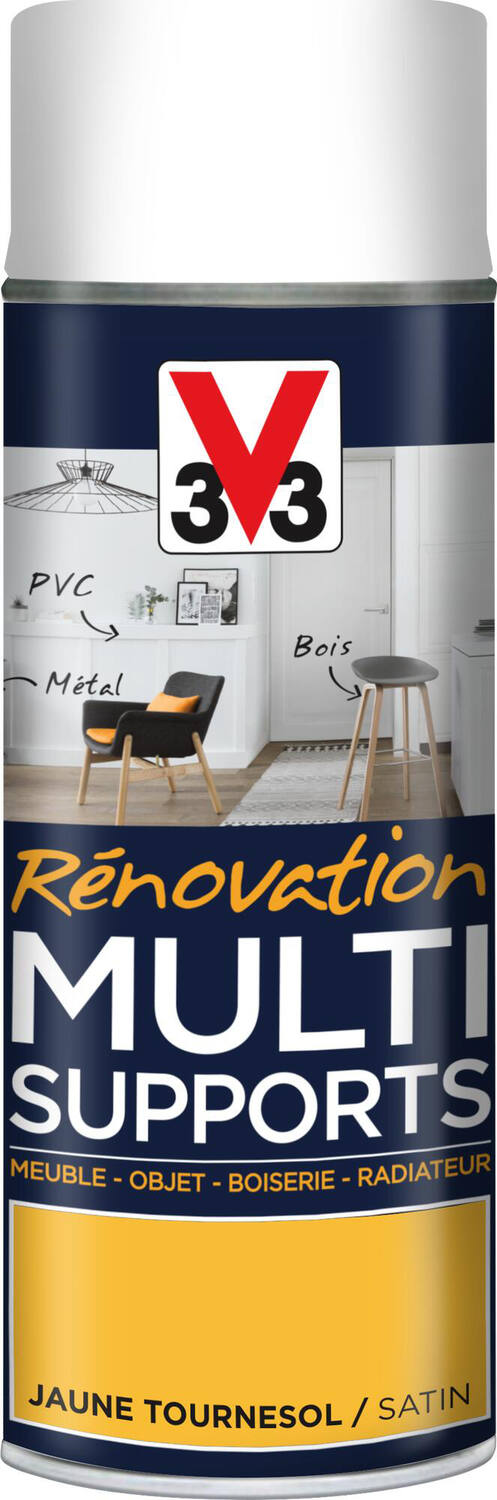Peinture Rénovation Multisupport tournesol satin aérosol 400 ml - V33