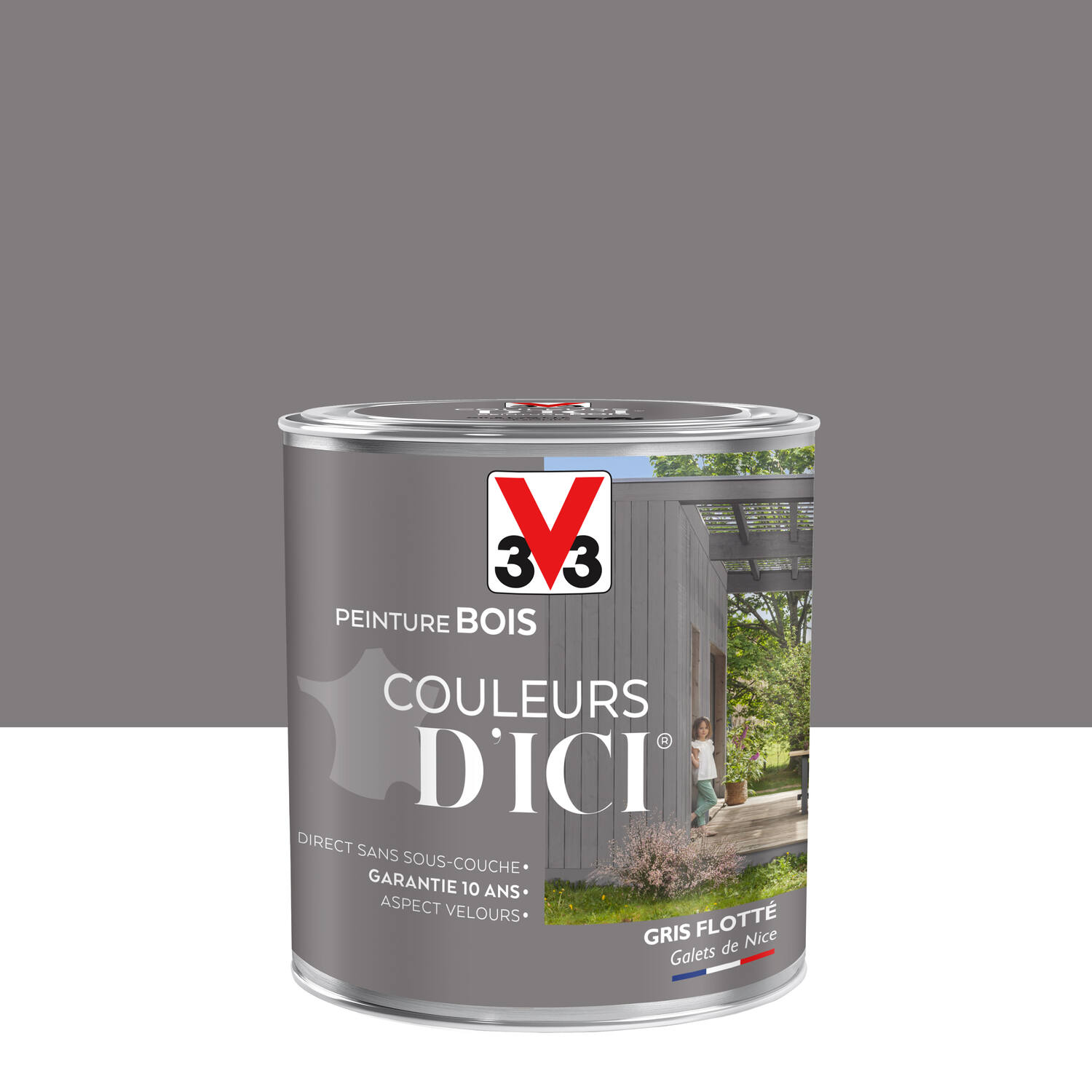 PEINTURE V33  BOIS COULEURS D’ICI ®  GRIS FLOTTE 0,5 L