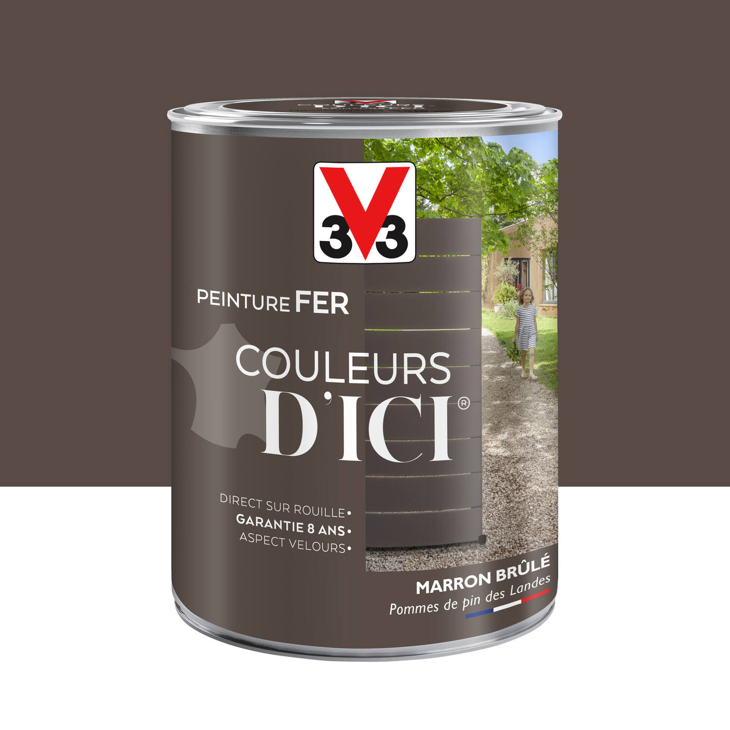 PEINTURE V33  FER COULEURS D’ICI ®  MARRON BRULE 1,5 L