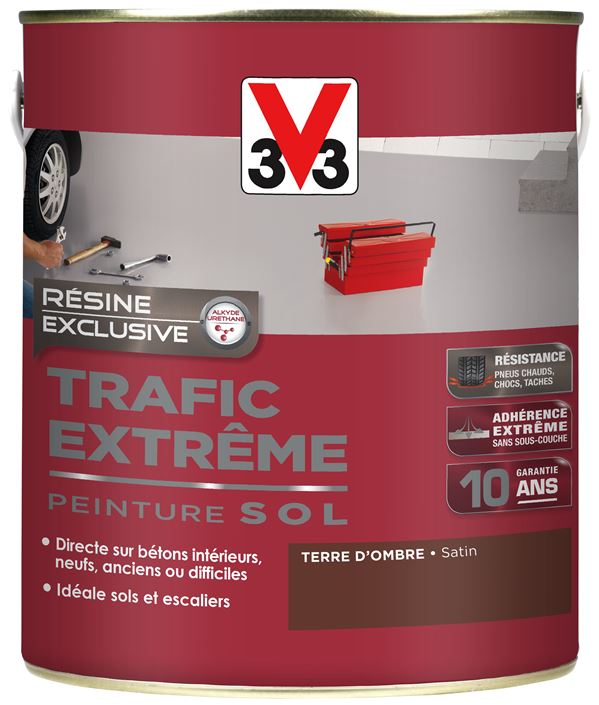 Peinture sol satin terre d'ombre satin 2,5L - V33
