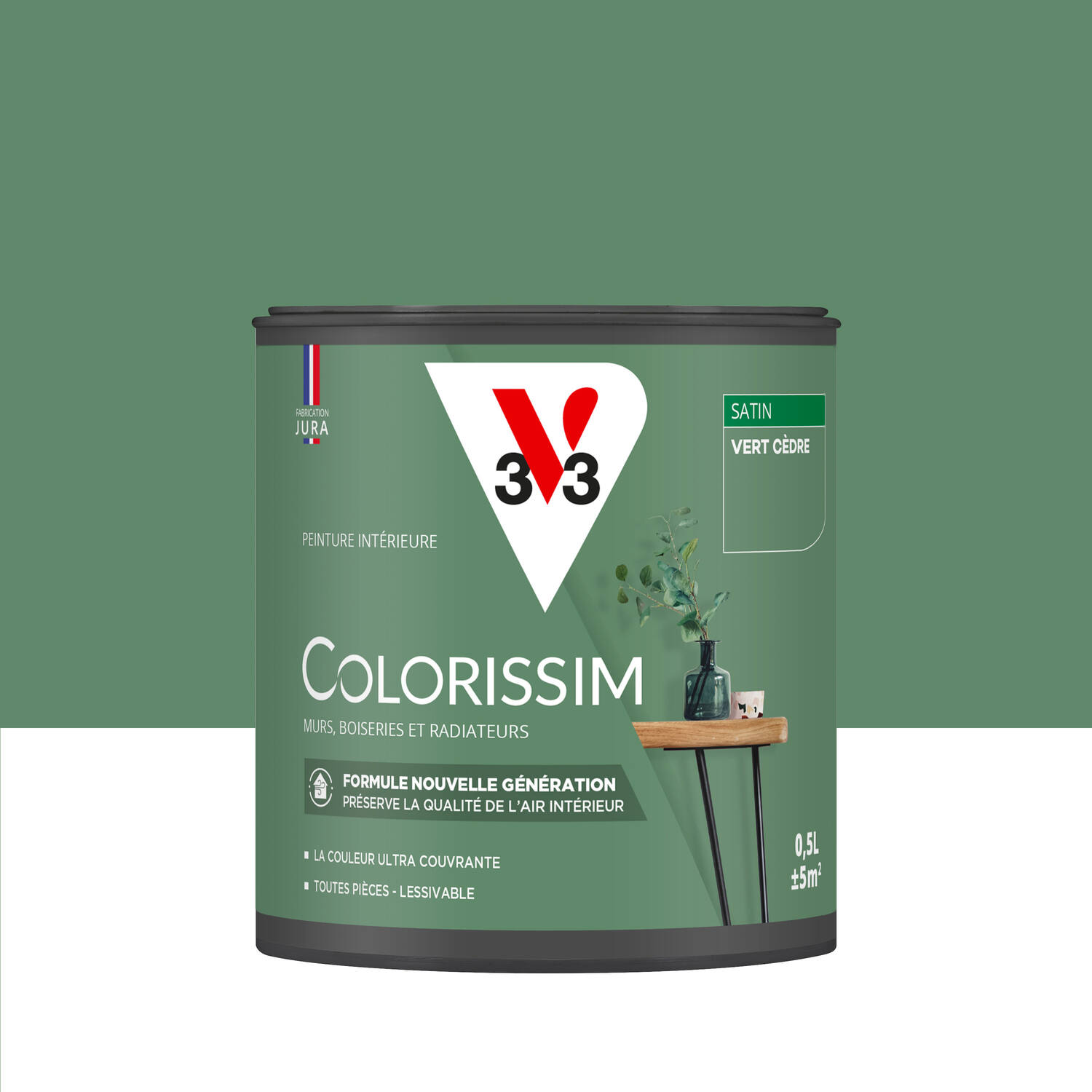 Peinture intérieure Colorissim® Vert Cèdre Satiné 0,5L - V33