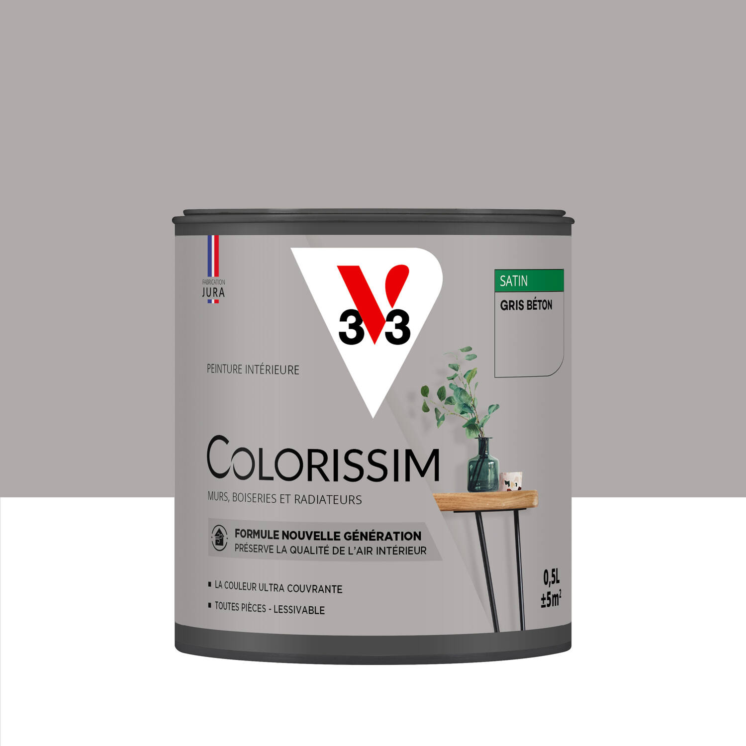 Peinture intérieure Colorissim® Gris Béton Satiné 0,5L - V33