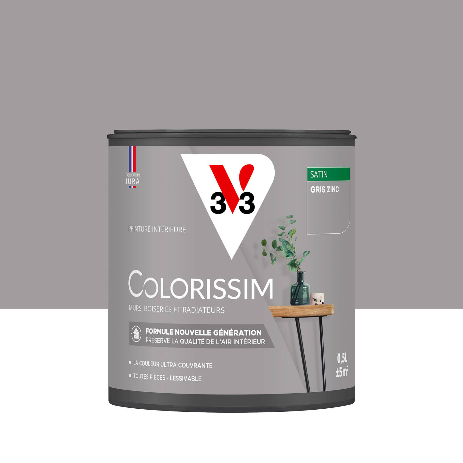 Peinture intérieure Colorissim® Gris Zinc Satiné 0,5L - V33