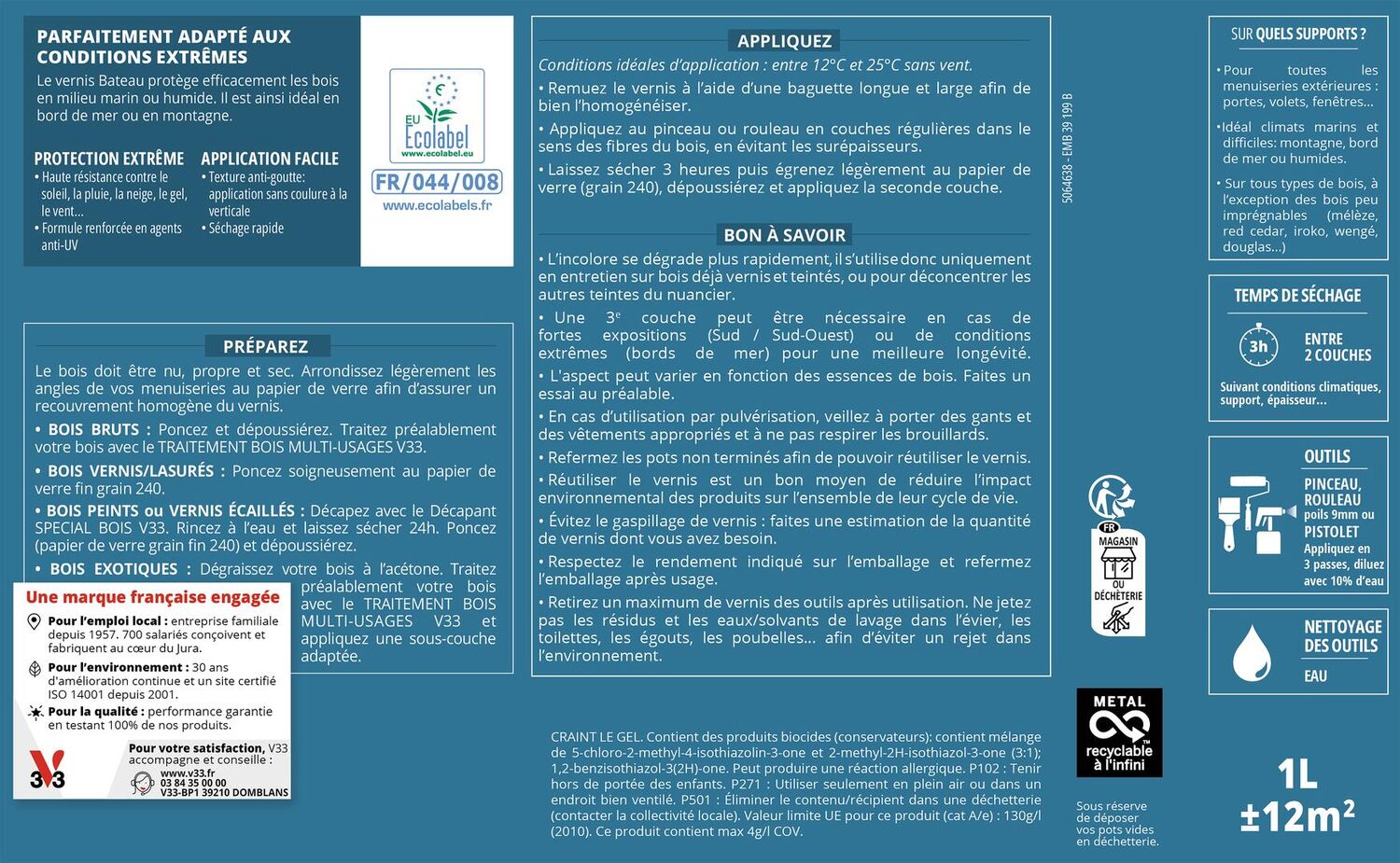 Vernis Bateau chêne clair Satin 0,5L - V33