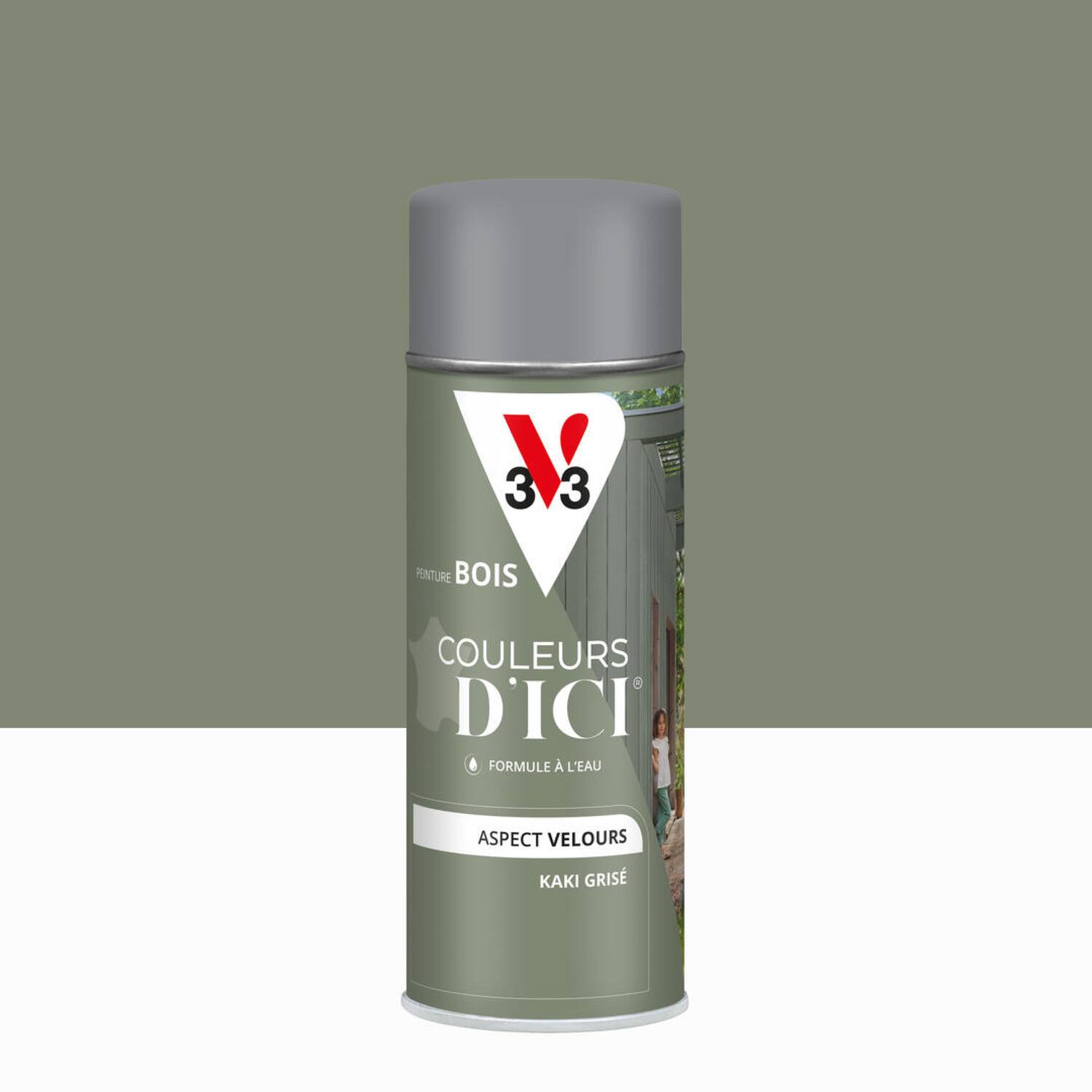 Aerosol V33 Bois Couleurs D’Ici® Kaki Grisé 400ml - V33