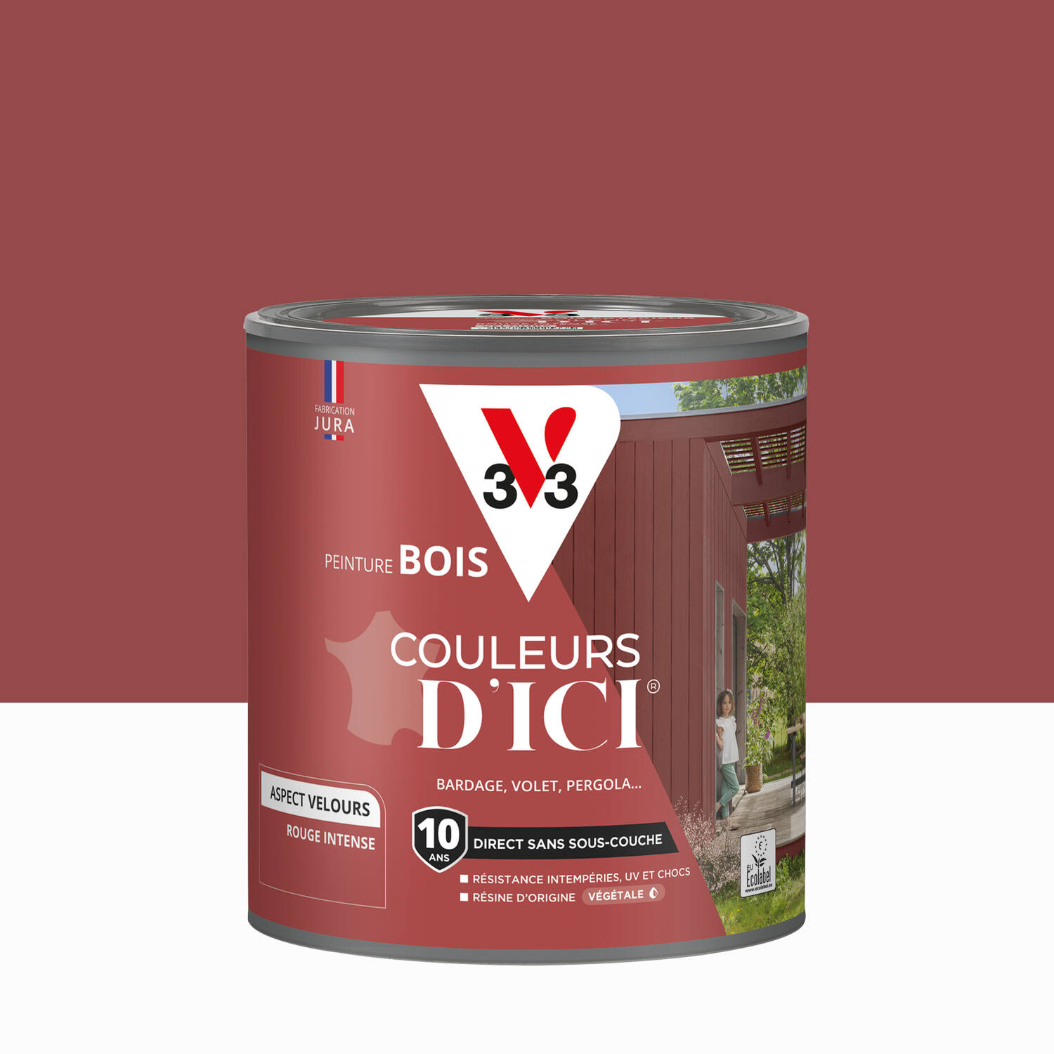 Peinture Bois Couleurs D’Ici® Rouge Intense 0,5L - V33