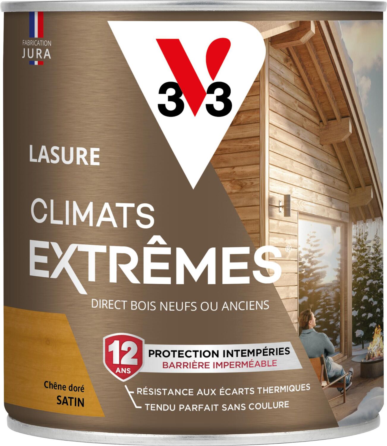 Lasure Climats Extrêmes ® 12ans chêne doré Satin 0,75L - V33