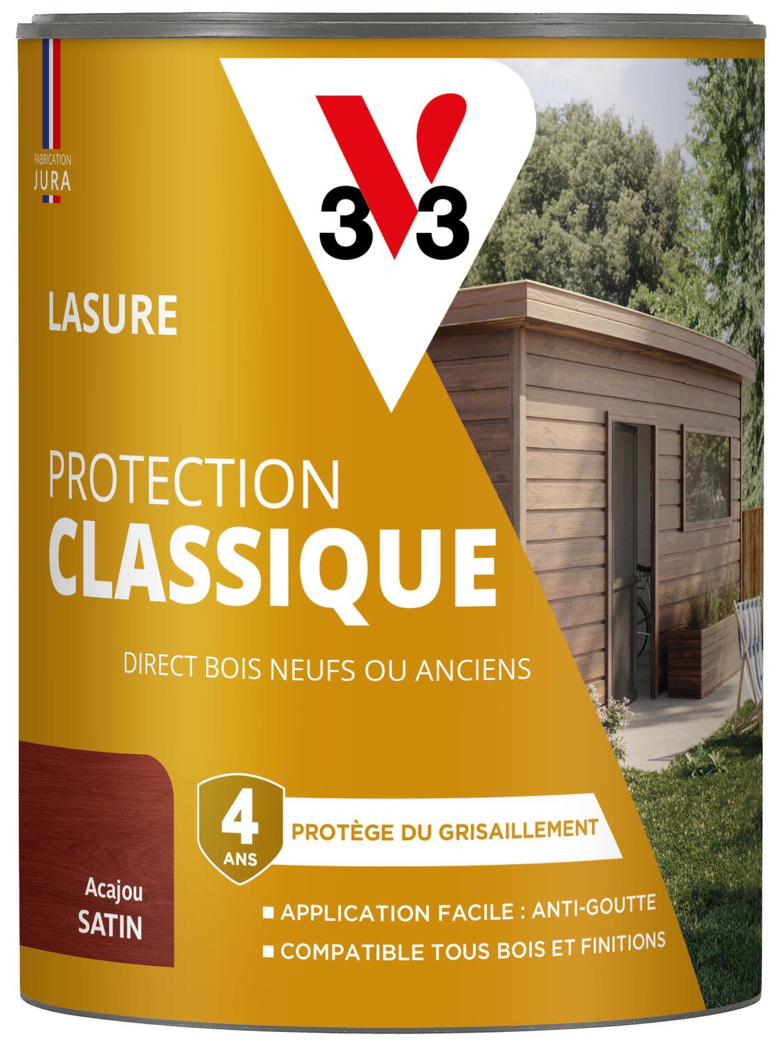 Lasure Protection Classique acajou Satin  0,75L - V33