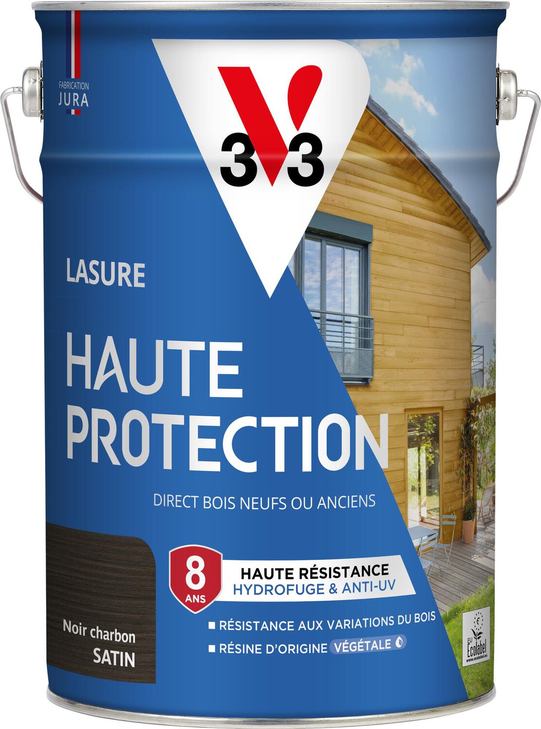 Lasure Haute Protection noir charbon Satin 5L - V33