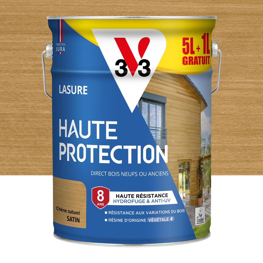 Lasure Haute Protection chêne naturel Satin 5L+20% - V33