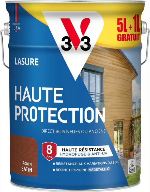 Lasure haute protection 5 l acajou
+ 1 l offert