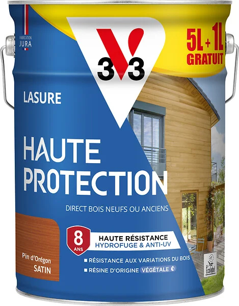 Lasure haute protection 5 l pin oregon
+ 1 l offert