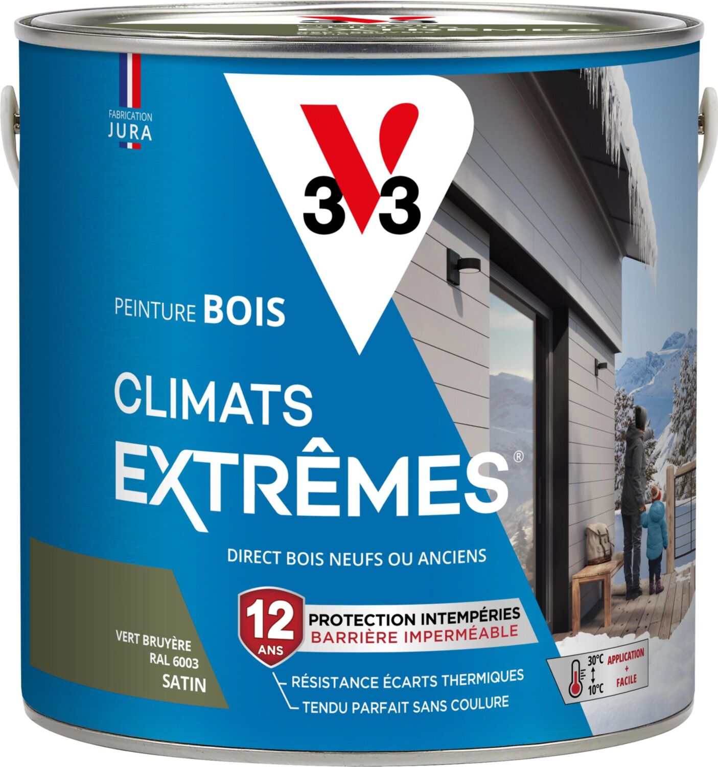 Peinture bois Climats Extrêmes vert bruyère satin 2L - V33