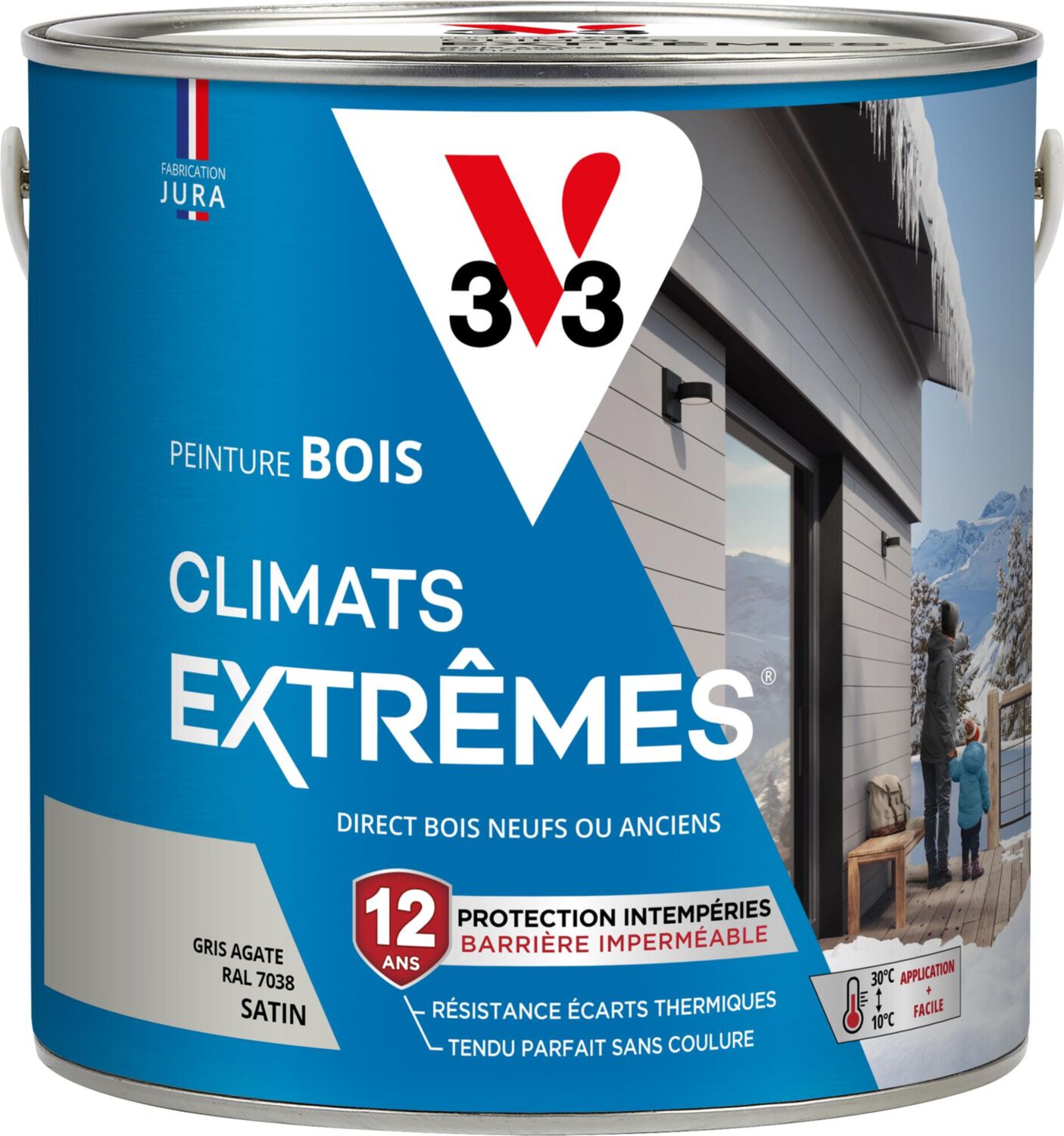 Peinture bois Climats Extrêmes gris agate satin 2L - V33