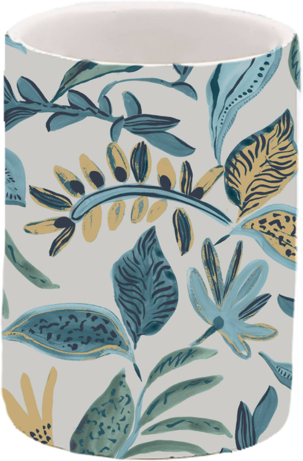 Gobelet Salle de Bain céramique jungle bleu - LEVASSEUR